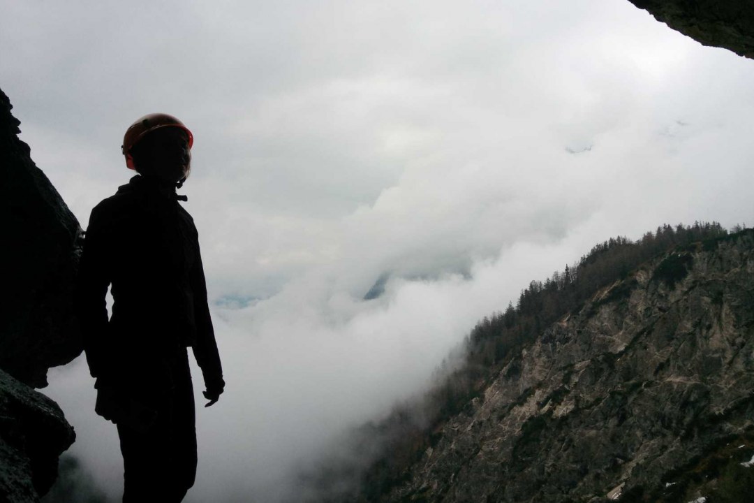 Blick aus der Auswilderungsnische zeigt eine wolkenverhangene Berglandschaft. | © LBV