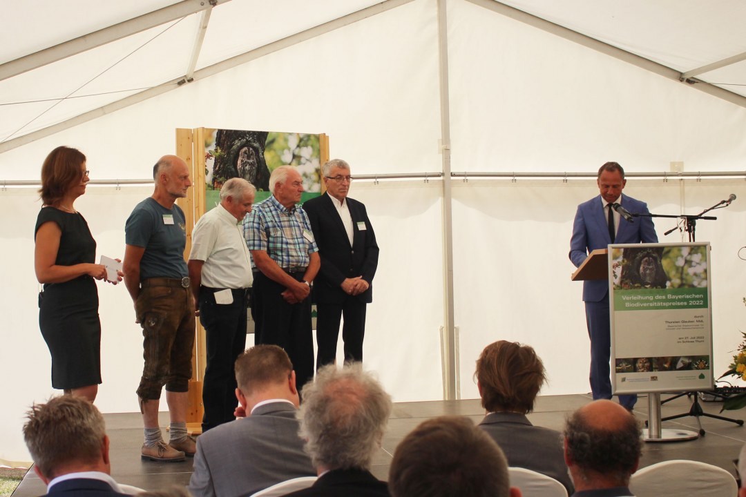 Verleihung des Bayerischen Biodiversitätspreises - Dieter David, Herbert Klein, Erwin Taube und Georg Schrafl | © LBV