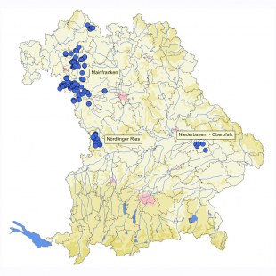 Karte Wiesenweihenbestand in Bayern 2012 | © LBV