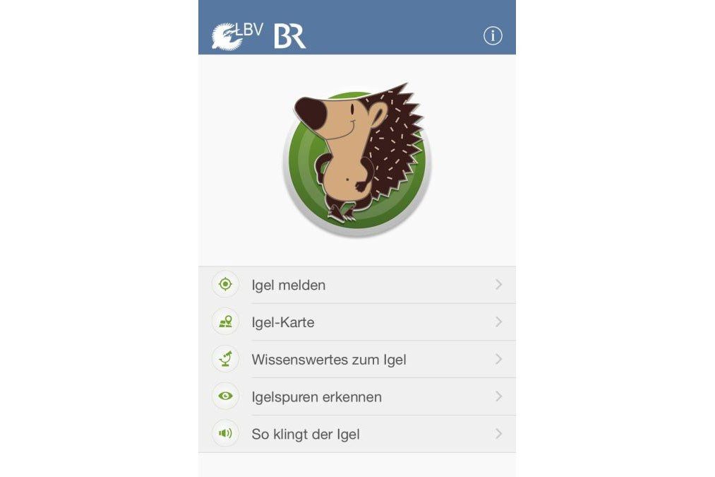 Hauptmenü der Igel in Bayern-App  | © LBV, BR