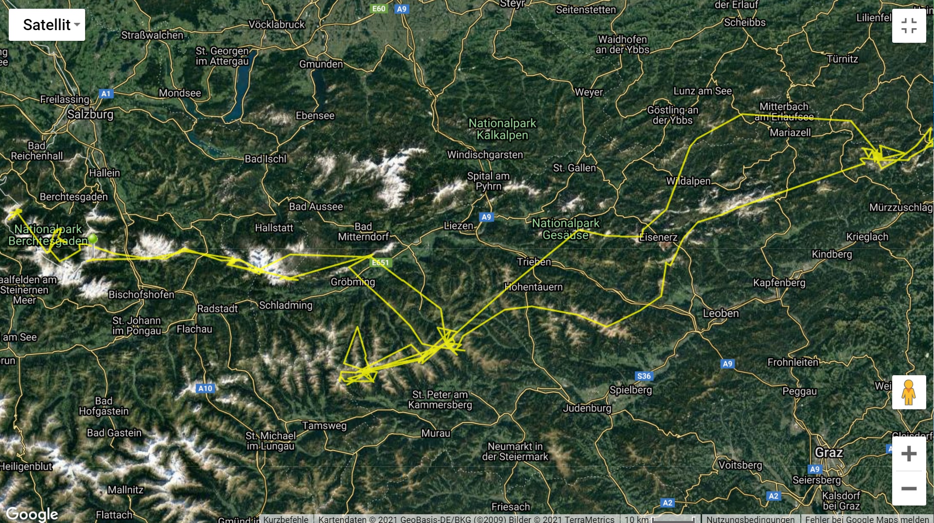 Die Flugrouten von Bavaria bis zum Ausfall des Senders |© D. Schuhwerk LBV